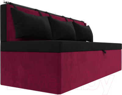 Скамья кухонная мягкая Лига Диванов Метро / 114113 (микровельвет черный/бордовый)