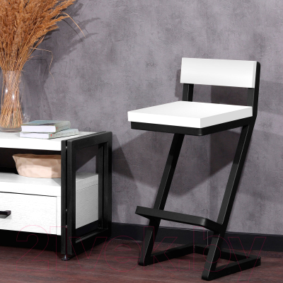 Стул барный Millwood Оберг 1 полубарный (белый/металл черный)