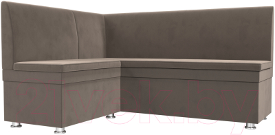 Уголок кухонный мягкий Лига Диванов Уют левый / 109624L (велюр коричневый) - фото