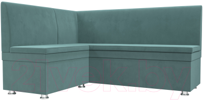 Уголок кухонный мягкий Лига Диванов Уют левый / 109625L (велюр бирюзовый) - фото