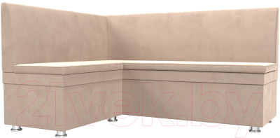 Уголок кухонный мягкий Лига Диванов Уют левый / 109626L (велюр бежевый) - фото