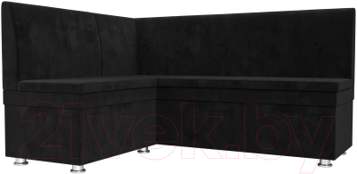 Уголок кухонный мягкий Лига Диванов Уют левый / 109628L (велюр черный) - фото