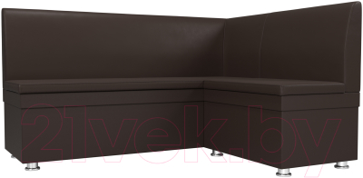 Уголок кухонный мягкий Лига Диванов Уют правый / 28385 (экокожа коричневый) - фото