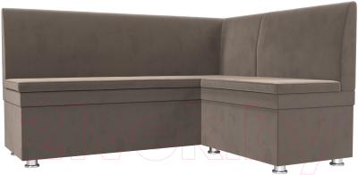 Уголок кухонный мягкий Лига Диванов Уют правый / 109624 (велюр коричневый) - фото