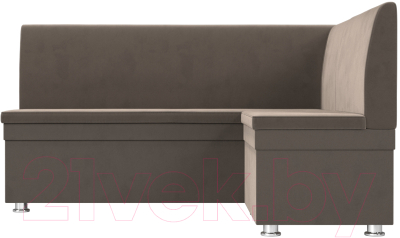 Уголок кухонный мягкий Лига Диванов Уют правый / 109624 (велюр коричневый)