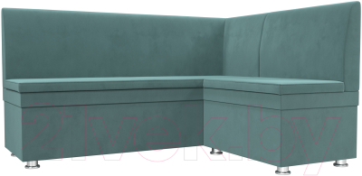Уголок кухонный мягкий Лига Диванов Уют правый / 109625 (велюр бирюзовый) - фото