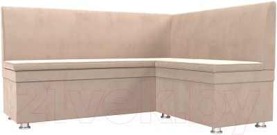 Уголок кухонный мягкий Лига Диванов Уют правый / 109626 (велюр бежевый) - фото
