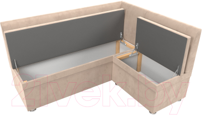 Уголок кухонный мягкий Лига Диванов Уют правый / 109626 (велюр бежевый)