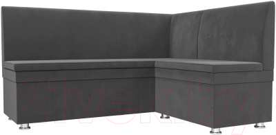 Уголок кухонный мягкий Лига Диванов Уют правый / 109627 (велюр серый) - фото