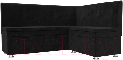 Уголок кухонный мягкий Лига Диванов Уют правый / 109628 (велюр черный) - фото