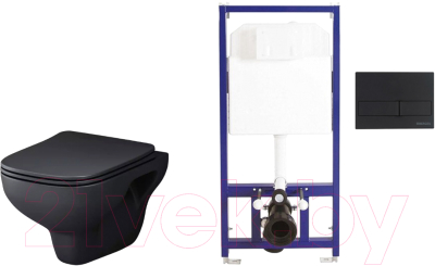 Унитаз подвесной с инсталляцией AM.PM X-Joy S C85A1700MBSC + Berges Novum 525 040000 + L5 040015 - фото