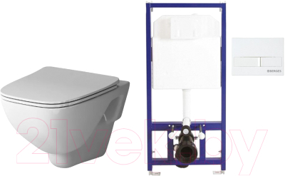 Унитаз подвесной с инсталляцией AM.PM X-Joy C851701SC + Berges Novum 525 040000 + L1 040011 - фото