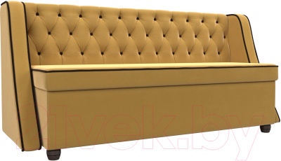 Скамья кухонная мягкая Лига Диванов Лофт / 109432 (микровельвет желтый/коричневый) - фото