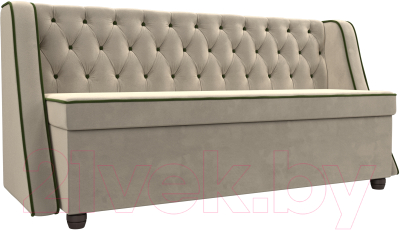 Скамья кухонная мягкая Лига Диванов Лофт / 112627 (микровельвет бежевый/зеленый) - фото