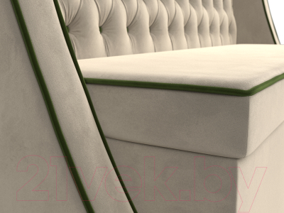 Скамья кухонная мягкая Лига Диванов Лофт / 112627 (микровельвет бежевый/зеленый)