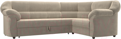 Диван угловой Лига Диванов Карнелла правый (микровельвет бежевый) - фото