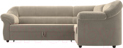 Диван угловой Лига Диванов Карнелла правый (микровельвет бежевый)