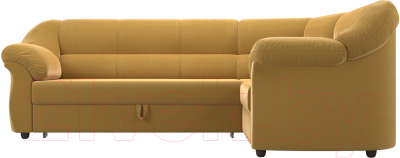 Диван угловой Лига Диванов Карнелла правый (микровельвет желтый)