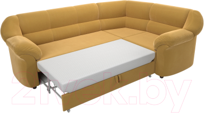 Диван угловой Лига Диванов Карнелла правый (микровельвет желтый)