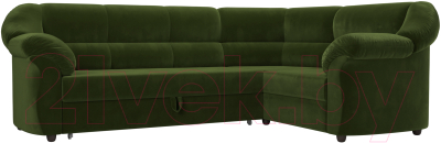 Диван угловой Лига Диванов Карнелла правый (микровельвет зеленый) - фото