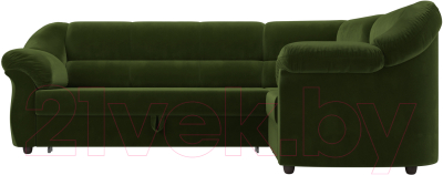 Диван угловой Лига Диванов Карнелла правый (микровельвет зеленый)