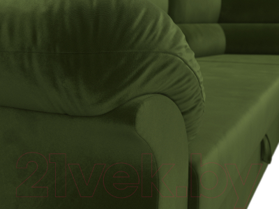 Диван угловой Лига Диванов Карнелла правый (микровельвет зеленый)