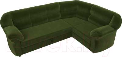 Диван угловой Лига Диванов Карнелла правый (микровельвет зеленый)