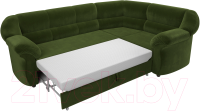 Диван угловой Лига Диванов Карнелла правый (микровельвет зеленый)