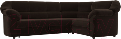 Диван угловой Лига Диванов Карнелла правый (микровельвет коричневый) - фото