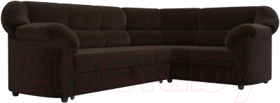 Диван угловой Лига Диванов Карнелла правый (микровельвет коричневый)