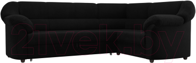 Диван угловой Лига Диванов Карнелла правый (микровельвет черный) - фото