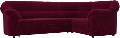 Диван угловой Лига Диванов Карнелла правый (микровельвет бордовый) - фото