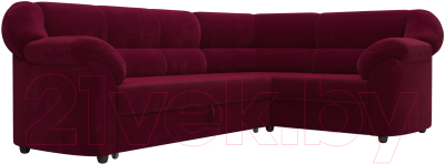 Диван угловой Лига Диванов Карнелла правый (микровельвет бордовый)