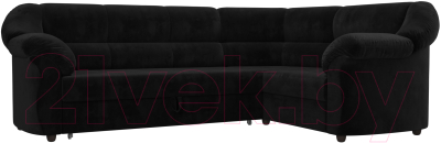 Диван угловой Лига Диванов Карнелла правый (велюр черный) - фото