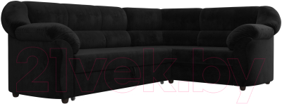 Диван угловой Лига Диванов Карнелла правый (велюр черный)