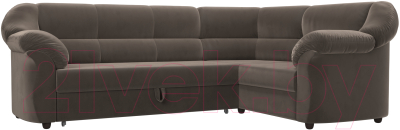 Диван угловой Лига Диванов Карнелла правый (велюр коричневый) - фото