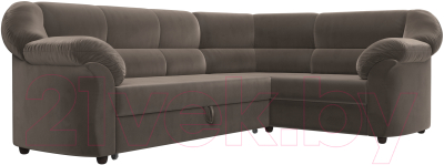 Диван угловой Лига Диванов Карнелла правый (велюр коричневый)