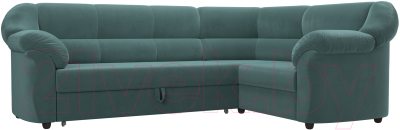Диван угловой Лига Диванов Карнелла правый (велюр бирюзовый) - фото