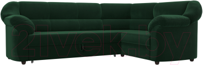 Диван угловой Лига Диванов Карнелла правый (велюр зеленый) - фото