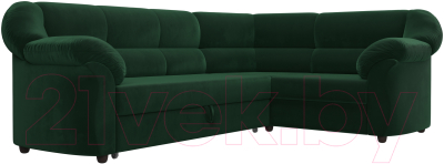 Диван угловой Лига Диванов Карнелла правый (велюр зеленый)