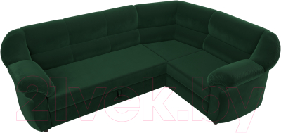 Диван угловой Лига Диванов Карнелла правый (велюр зеленый)