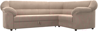 Диван угловой Лига Диванов Карнелла правый (велюр бежевый) - фото