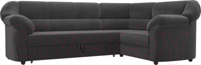 Диван угловой Лига Диванов Карнелла правый (велюр серый) - фото