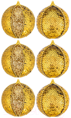 Набор шаров новогодних Elan Gallery Золотые пайетки / 970103 - фото