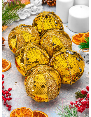 Набор шаров новогодних Elan Gallery Золотые пайетки / 970103