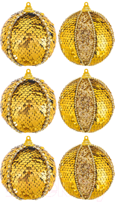 Набор шаров новогодних Elan Gallery Золотые пайетки / 970104 - фото