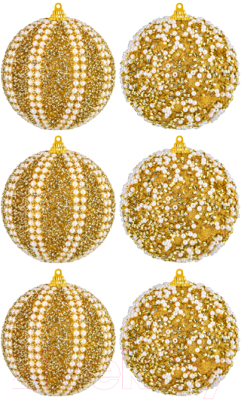 Набор шаров новогодних Elan Gallery Жемчужины на золотом / 970105 - фото