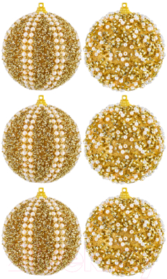 Набор шаров новогодних Elan Gallery Жемчужины на золотом / 970106 - фото