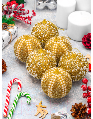 Набор шаров новогодних Elan Gallery Жемчужины на золотом / 970106
