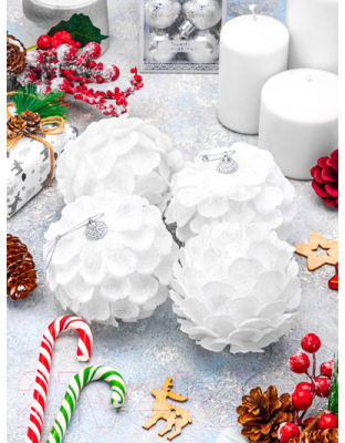 Набор елочных игрушек Elan Gallery Белая шишка / 970110